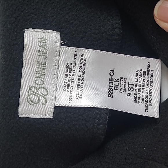 Bonnie Jean Black Coat Size 3t - Picture 3 of 6